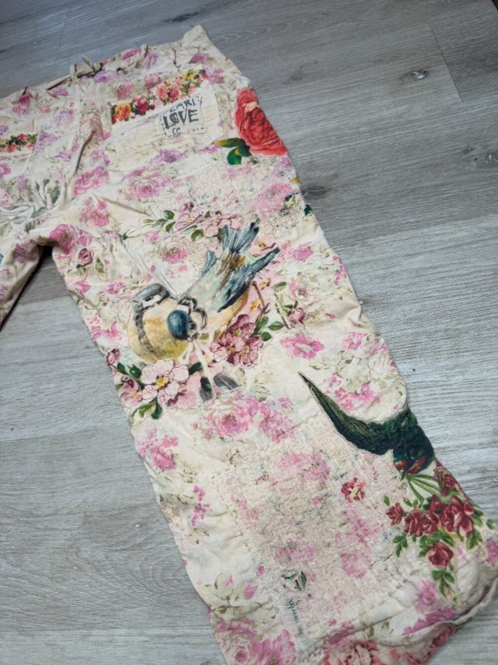 Magnolia Pearl 427 FLORE Rare Miners Pants Floral Bird Peace Art Love OS - Picture 2 of 9